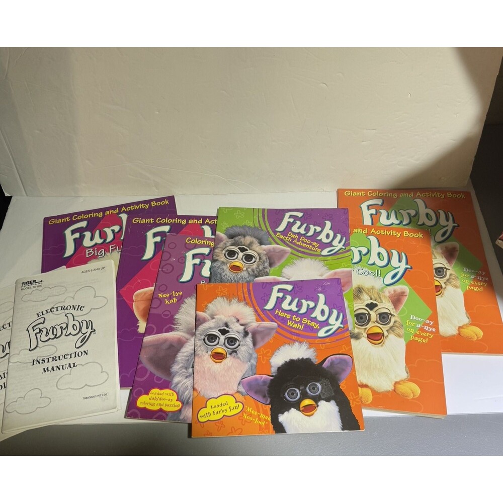 Furby Lot of 9 RARE Coloring Activity Books Story Books‎ Manuals